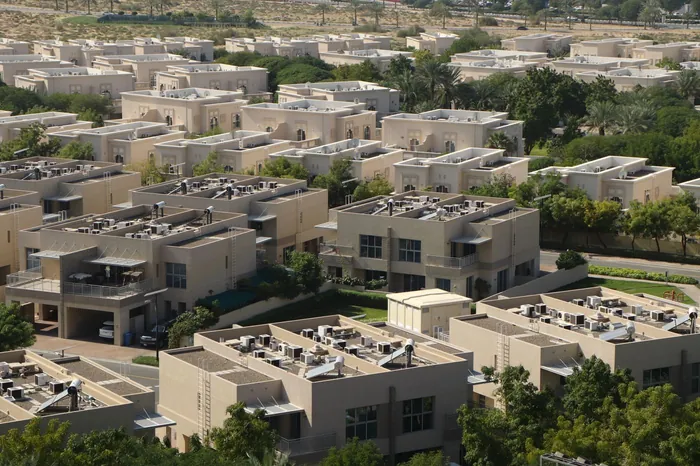 Aerial view of a Dubai villa community